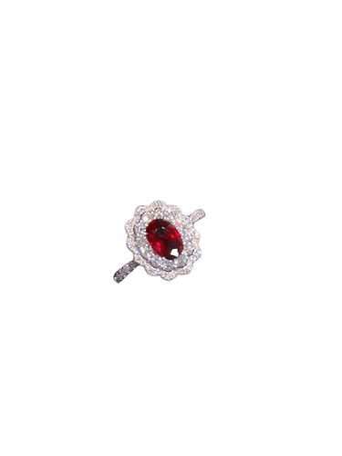 Bague 53 Bague en or 18 carats avec rubis birman et diamants 58 Facettes jnci153