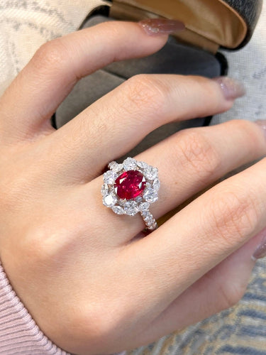 Bague Bague en or 18 carats, rubis du Mozambique non chauffé et diamants 58 Facettes jnci154