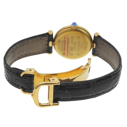 Montre Cartier Must Vendôme - Montre vermeil et cuir noir 58 Facettes v82k812cmo