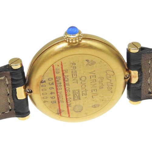 Montre Cartier Must Vendôme - Montre vermeil et cuir noir 58 Facettes v82k812cmo