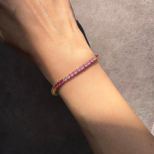 Bracelet Bracelet tennis en or 18K et saphirs multicolores 58 Facettes GBT1025YG