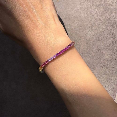 Bracelet Bracelet tennis en or 18 carats et saphirs multicolores 58 Facettes GBT1025YG