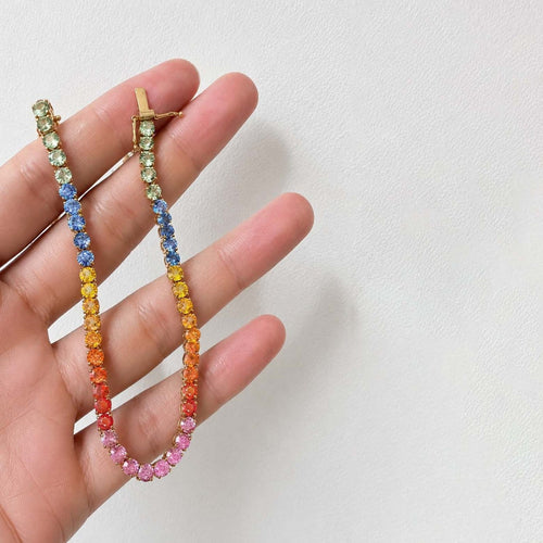 Bracelet Bracelet tennis en or 18 carats et saphirs multicolores 58 Facettes GBT1025YG