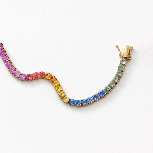 Bracelet Bracelet tennis en or 18K et saphirs multicolores 58 Facettes GBT1025YG