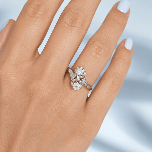 Bague 54 Bague toi et moi vintage en or 18K deux tons et diamants 58 Facettes 1795