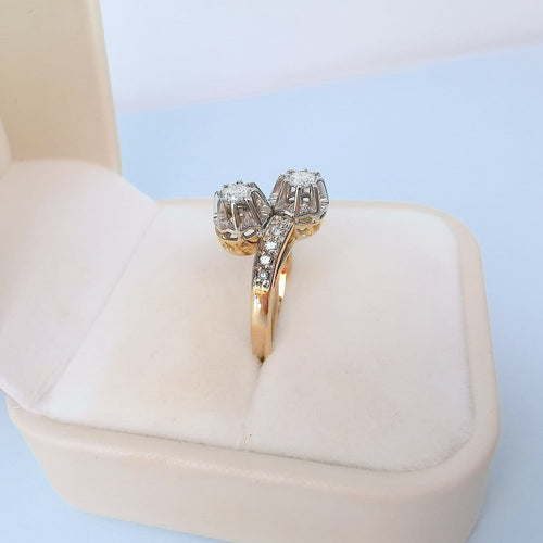 Bague 54 Bague toi et moi vintage en or 18K deux tons et diamants 58 Facettes 1795