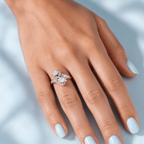 Bague 54 Bague toi et moi vintage en or 18K deux tons et diamants 58 Facettes 1795