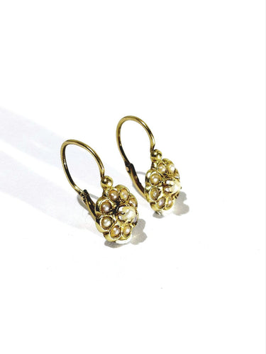 Boucles d'oreilles dormeuses en or jaune et perles 58 Facettes 1810943
