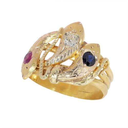 26106-0234.p00_Triple serpent ring in textured gold with ruby  sapphire and diamond  ca  1900-en.jpg