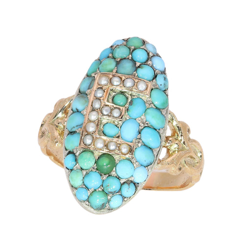 26106-0420.p04_A Grand Victorian Letter E Ring in Turquoise  Pearl and Gold  circa 1870-en.jpg