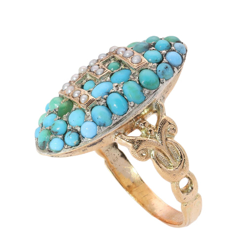 26106-0420.p05_A Grand Victorian Letter E Ring in Turquoise  Pearl and Gold  circa 1870-en.jpg