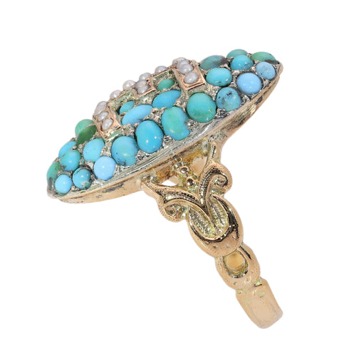 26106-0420.p06_A Grand Victorian Letter E Ring in Turquoise  Pearl and Gold  circa 1870-en.jpg