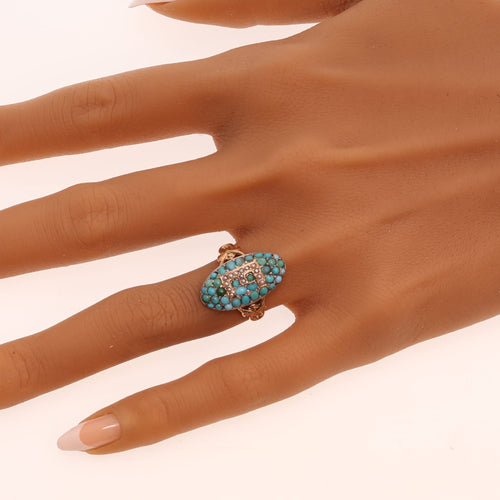26106-0420.p02_A Grand Victorian Letter E Ring in Turquoise  Pearl and Gold  circa 1870-en.jpg