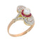 54 Belle Époque-Art déco - Bague en or jaune, perle, rubis et diamants 58 Facettes 26106-0425