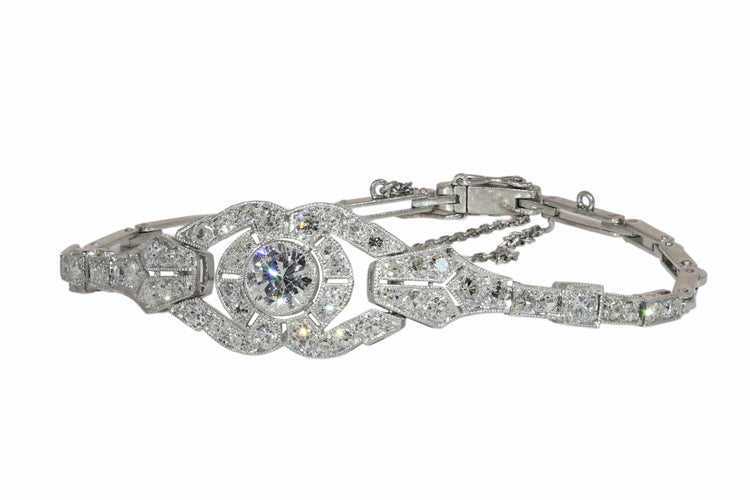 Art déco - Bracelet en platine et diamants, vers 1930 58 Facettes 26117-0106