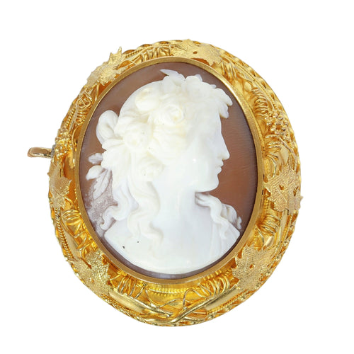 Broche porte-photo camée victorien en or jaune 18K, vers 1870 58 Facettes 26127-0262
