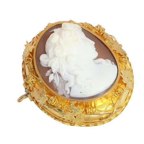 Broche porte-photo camée victorien en or jaune 18K, vers 1870 58 Facettes 26127-0262