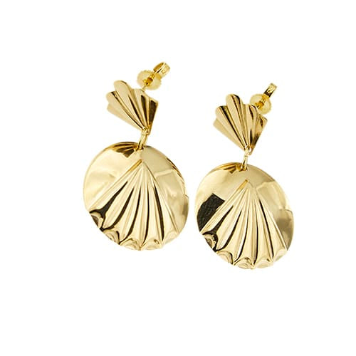 Stella - Boucles d'oreilles pendantes bouclier en or jaune 58 Facettes 40336