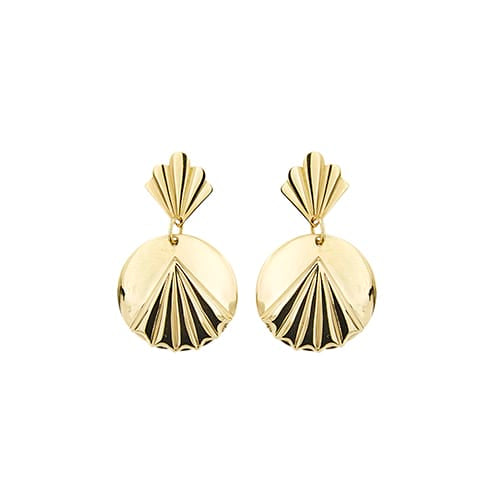 Stella - Boucles d'oreilles pendantes bouclier en or jaune 58 Facettes 40336