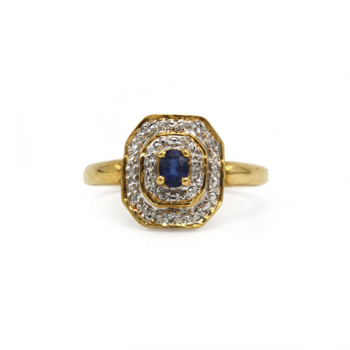 53 Bague en or jaune et blanc, diamants et saphir 58 Facettes 260216R