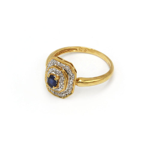 53 Bague en or jaune et blanc, diamants et saphir 58 Facettes 260216R
