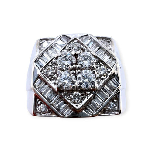 Bague 59 Bague chevalière en or blanc 750 et diamants 58 Facettes 330097920