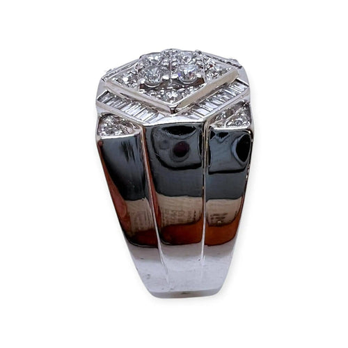 59 Chevalière - Bague en or blanc et diamants 58 Facettes 330097920