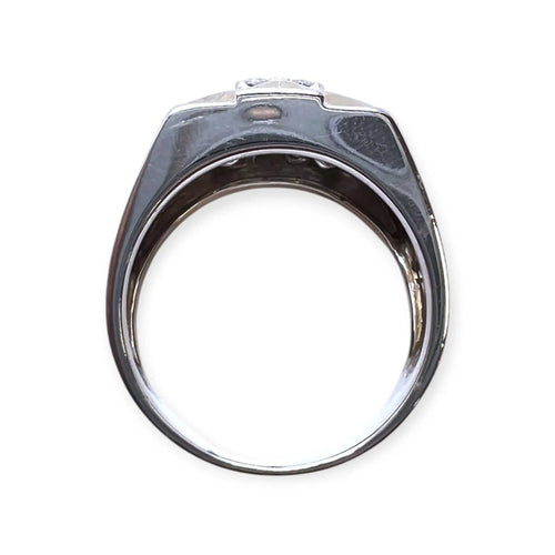 Bague 59 Bague chevalière en or blanc 750 et diamants 58 Facettes 330097920