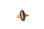Bague Navette Onyx et Perles