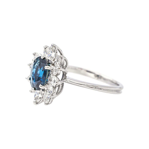 54 Pompadour - Bague en or blanc, saphir et diamants 58 Facettes 5755020CN