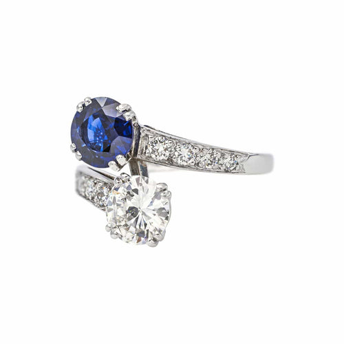 50.5 Bague Toi & Moi en platine, saphir et diamants 58 Facettes 5839186RV
