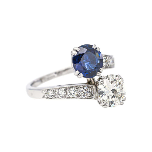 50.5 Bague Toi & Moi en platine, saphir et diamants 58 Facettes 5839186RV