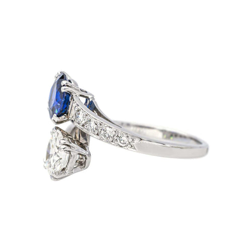 50.5 Bague Toi & Moi en platine, saphir et diamants 58 Facettes 5839186RV