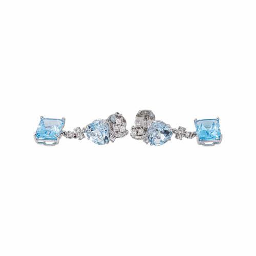 Boucles d'oreilles en or blanc, topazes bleues et diamants 58 Facettes 5867547RV