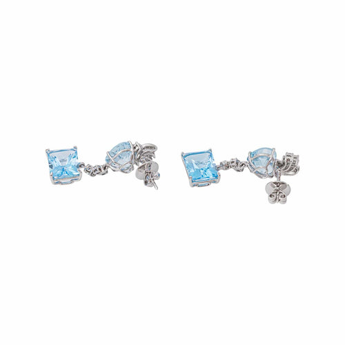 Boucles d'oreilles en or blanc, topazes bleues et diamants 58 Facettes 5867547RV
