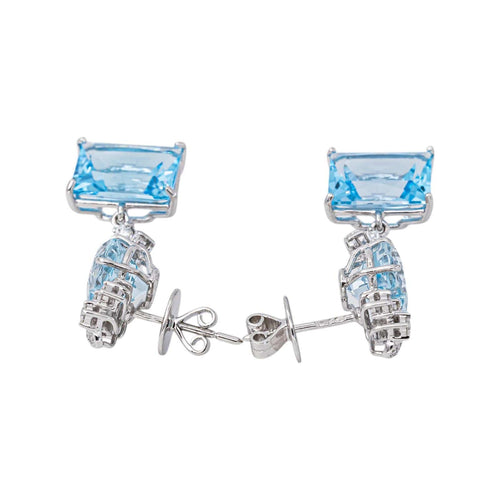 Boucles d'oreilles en or blanc, topazes bleues et diamants 58 Facettes 5867547RV