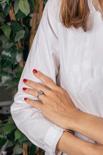 49 Marguerite - Bague en or blanc et diamants 58 Facettes 5912929CN