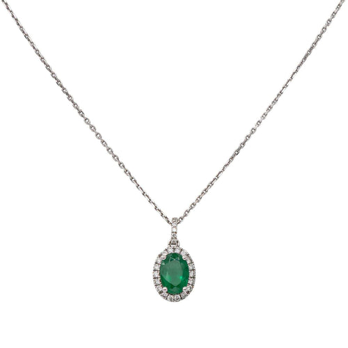 Collier pendentif en or blanc, émeraude et diamants 58 Facettes 5943459RV