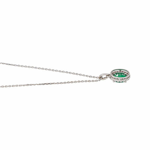 Collier pendentif en or blanc, émeraude et diamants 58 Facettes 5943459RV