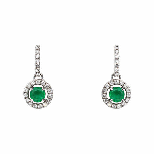 Boucles d'oreilles pendantes en or blanc, émeraudes et diamants 58 Facettes 5943460RV