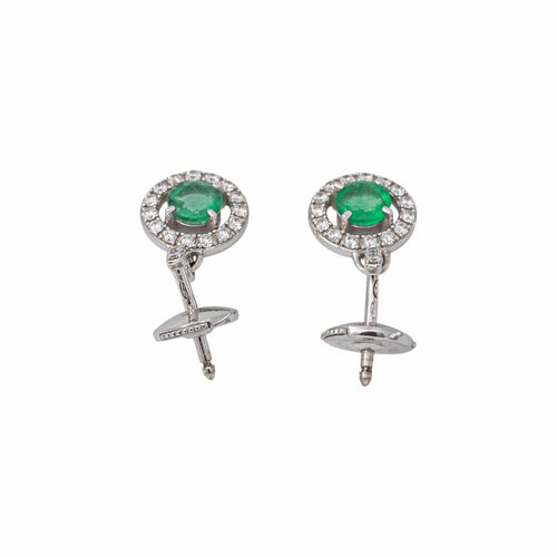 Boucles d'oreilles pendantes en or blanc, émeraudes et diamants 58 Facettes 5943460RV