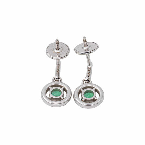 Boucles d'oreilles pendantes en or blanc, émeraudes et diamants 58 Facettes 5943460RV