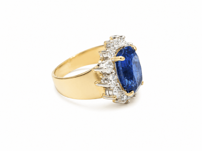 58 Pompadour - Bague en or jaune, saphir de Ceylan et diamants 58 Facettes BSA11