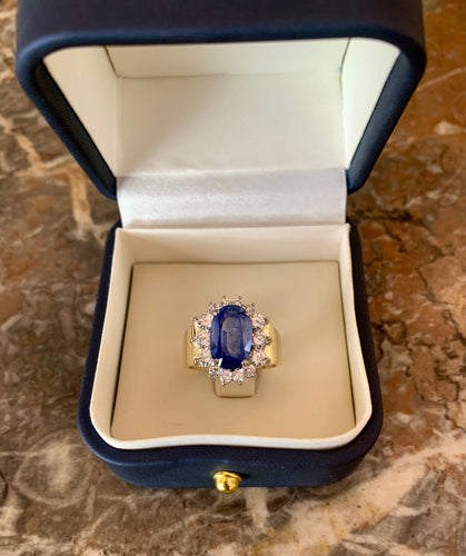 58 Pompadour - Bague en or jaune, saphir de Ceylan et diamants 58 Facettes BSA11