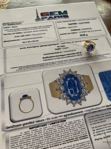 58 Pompadour - Bague en or jaune, saphir de Ceylan et diamants 58 Facettes BSA11