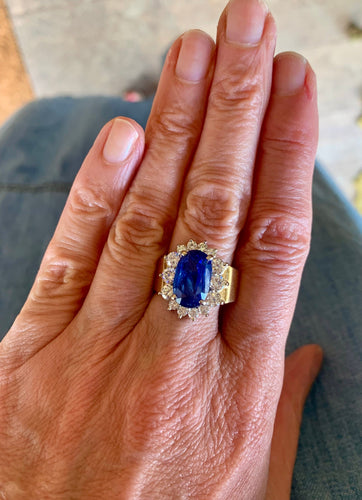 58 Pompadour - Bague en or jaune, saphir de Ceylan et diamants 58 Facettes BSA11