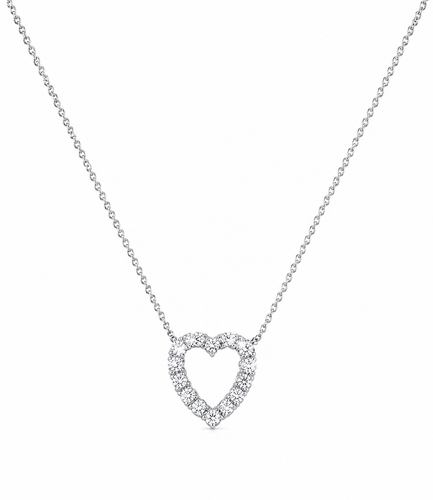 Collier cœur en or gris 18 carats et diamants 58 Facettes C183