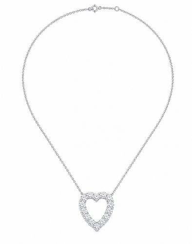 Collier cœur en or gris 18 carats et diamants 58 Facettes C183