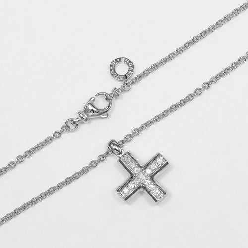 Bvlgari Greek Cross - Collier en or blanc 18K et diamants 58 Facettes pagcdnl0yz