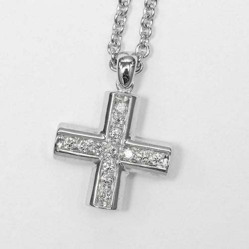 Bvlgari Greek Cross - Collier en or blanc 18K et diamants 58 Facettes pagcdnl0yz